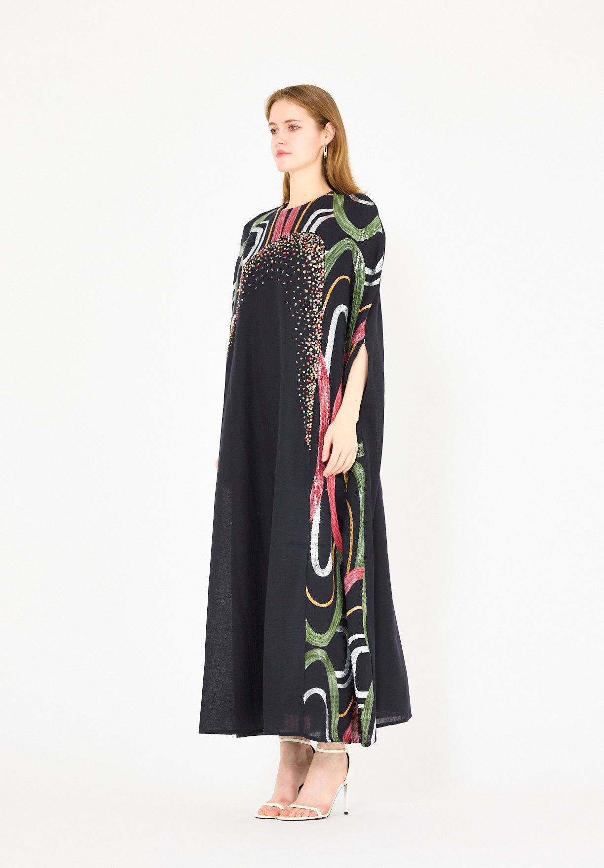 Abstract Sequin Embellished Kaftan