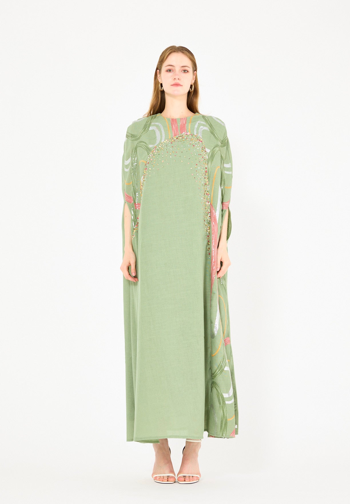 Abstract Sequin Embellished Kaftan