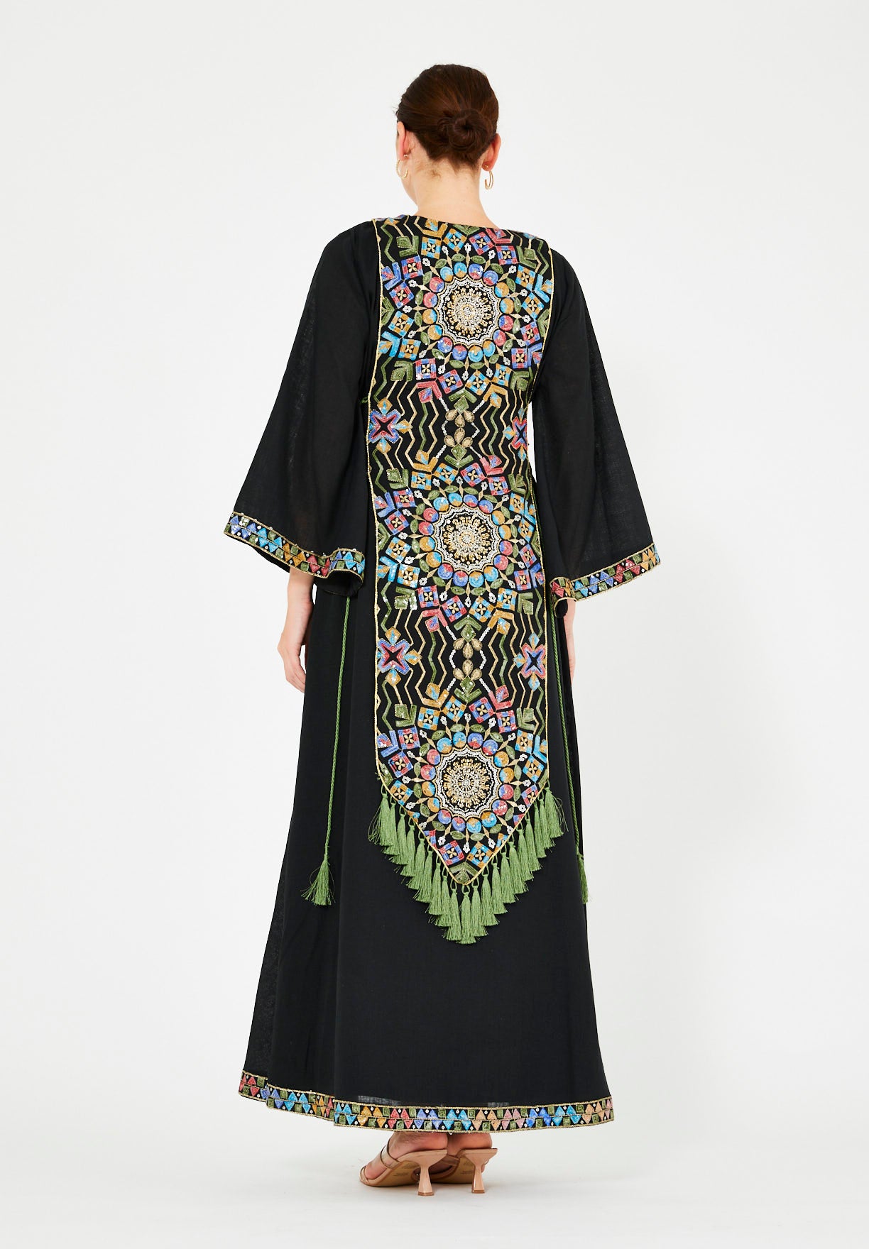 Tassle Accent Sequin Mandala Embellished Jalabiya