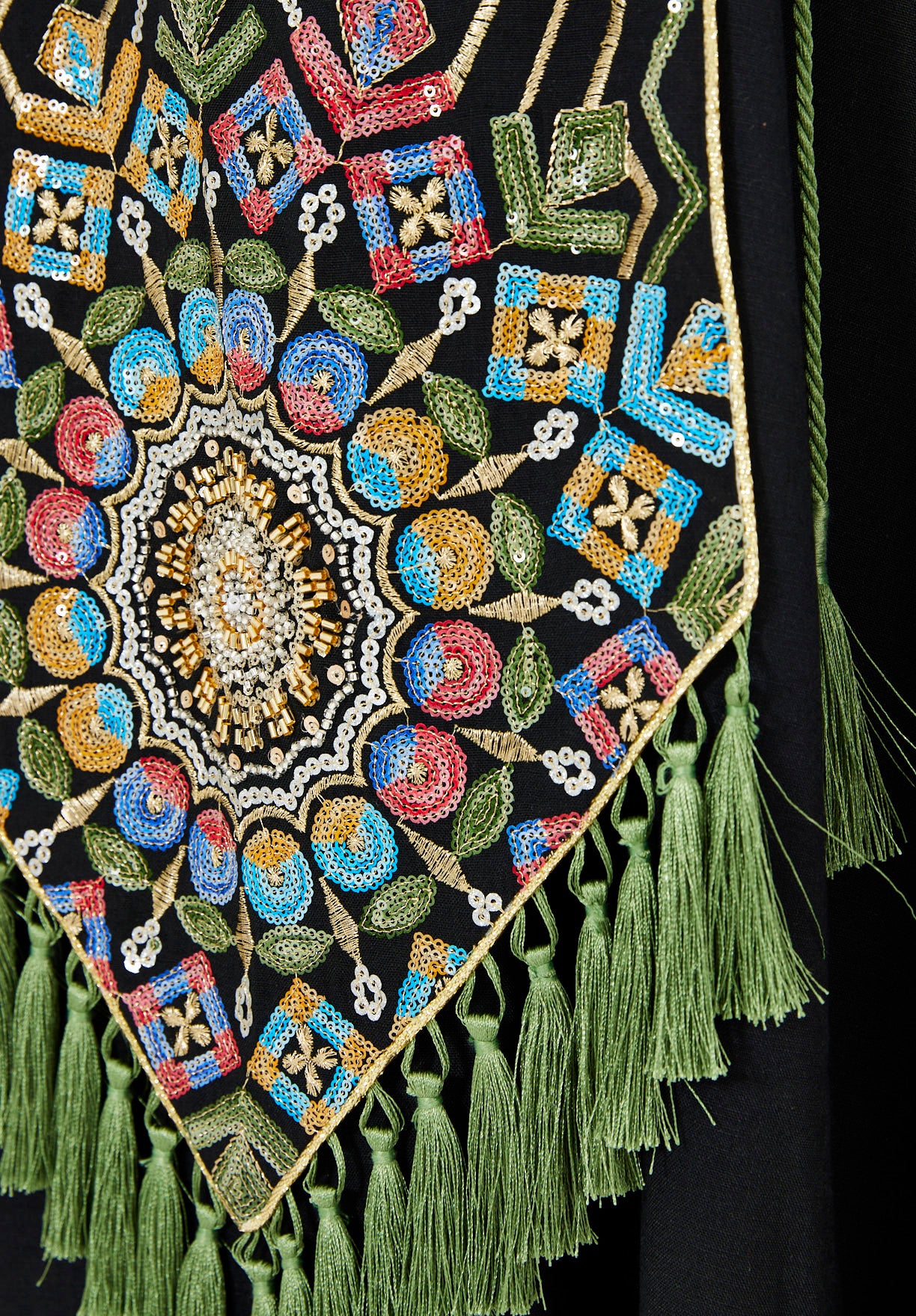 Tassle Accent Sequin Mandala Embellished Jalabiya