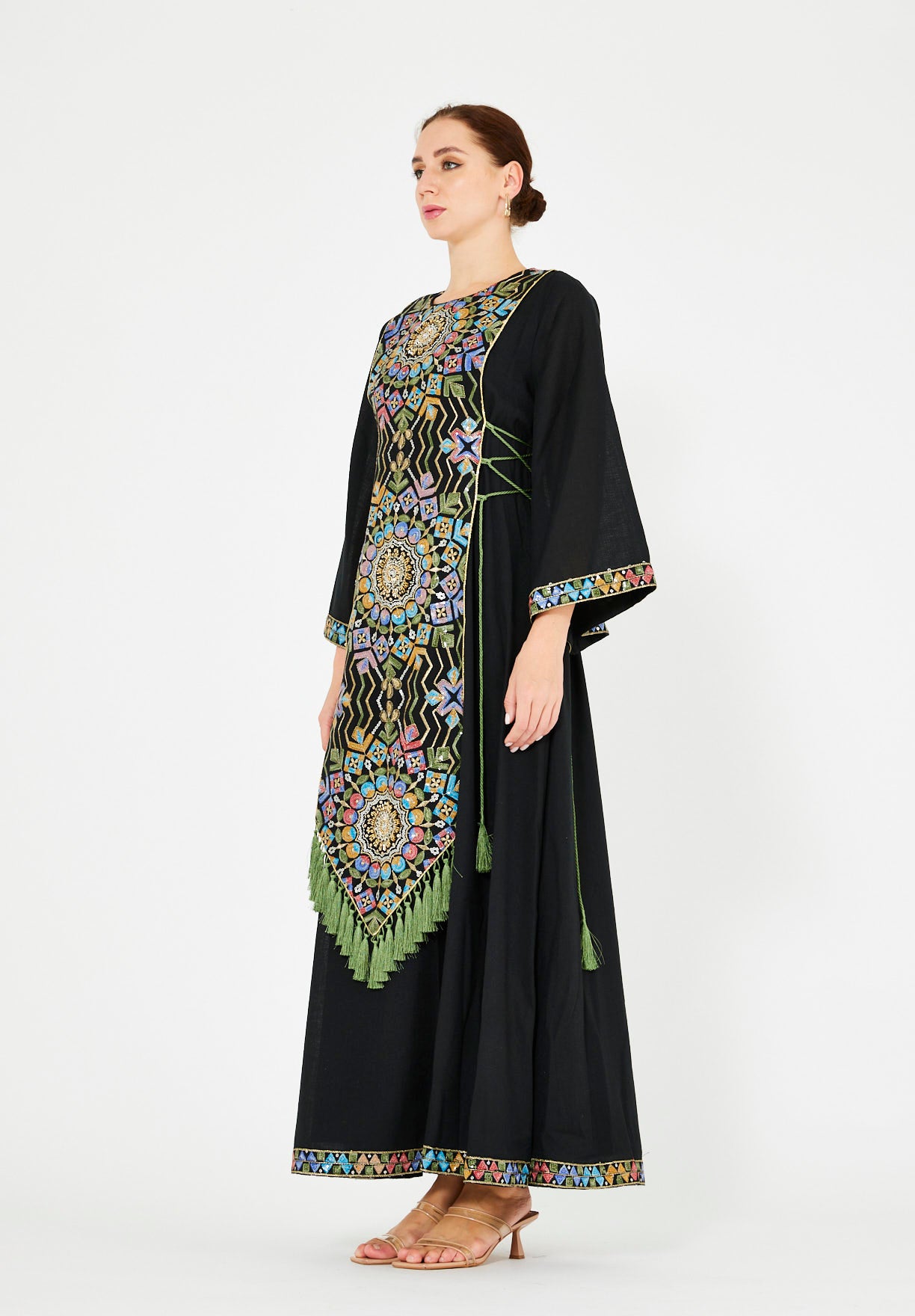 Tassle Accent Sequin Mandala Embellished Jalabiya