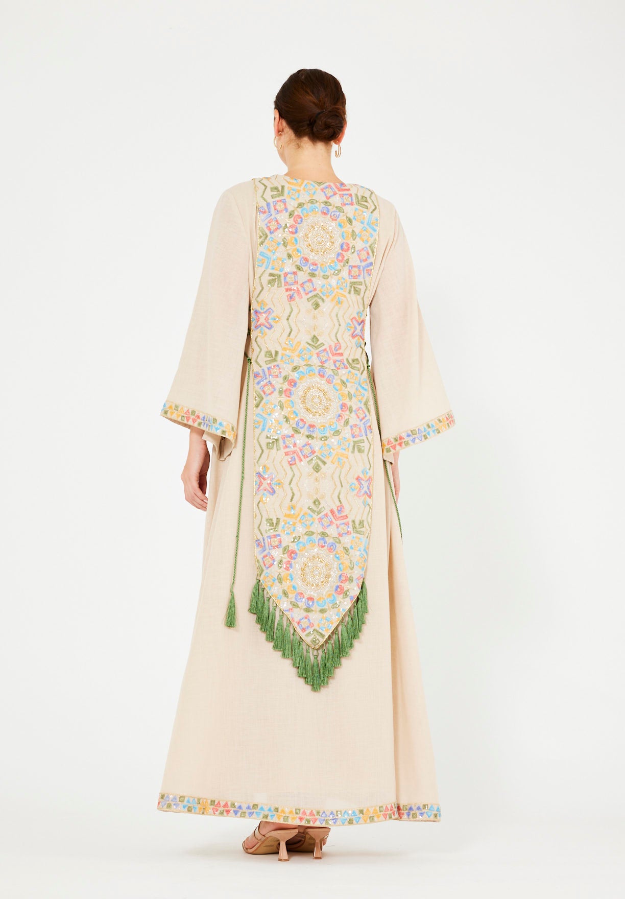 Tassle Accent Sequin Mandala Embellished Jalabiya