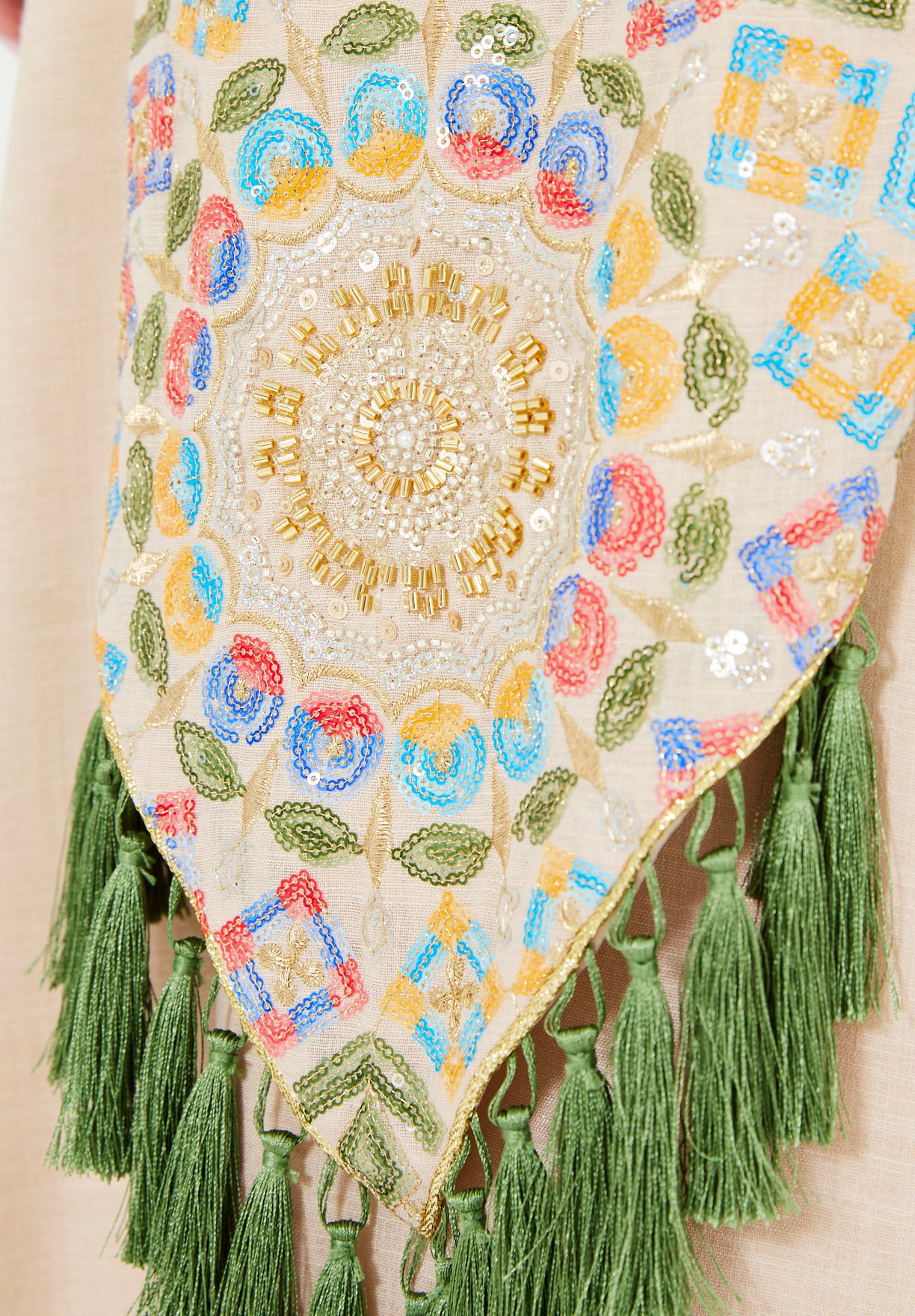 Tassle Accent Sequin Mandala Embellished Jalabiya