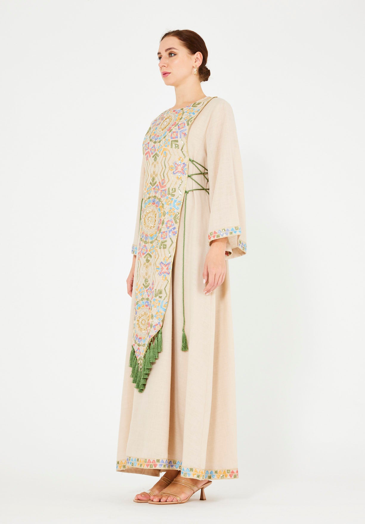 Tassle Accent Sequin Mandala Embellished Jalabiya