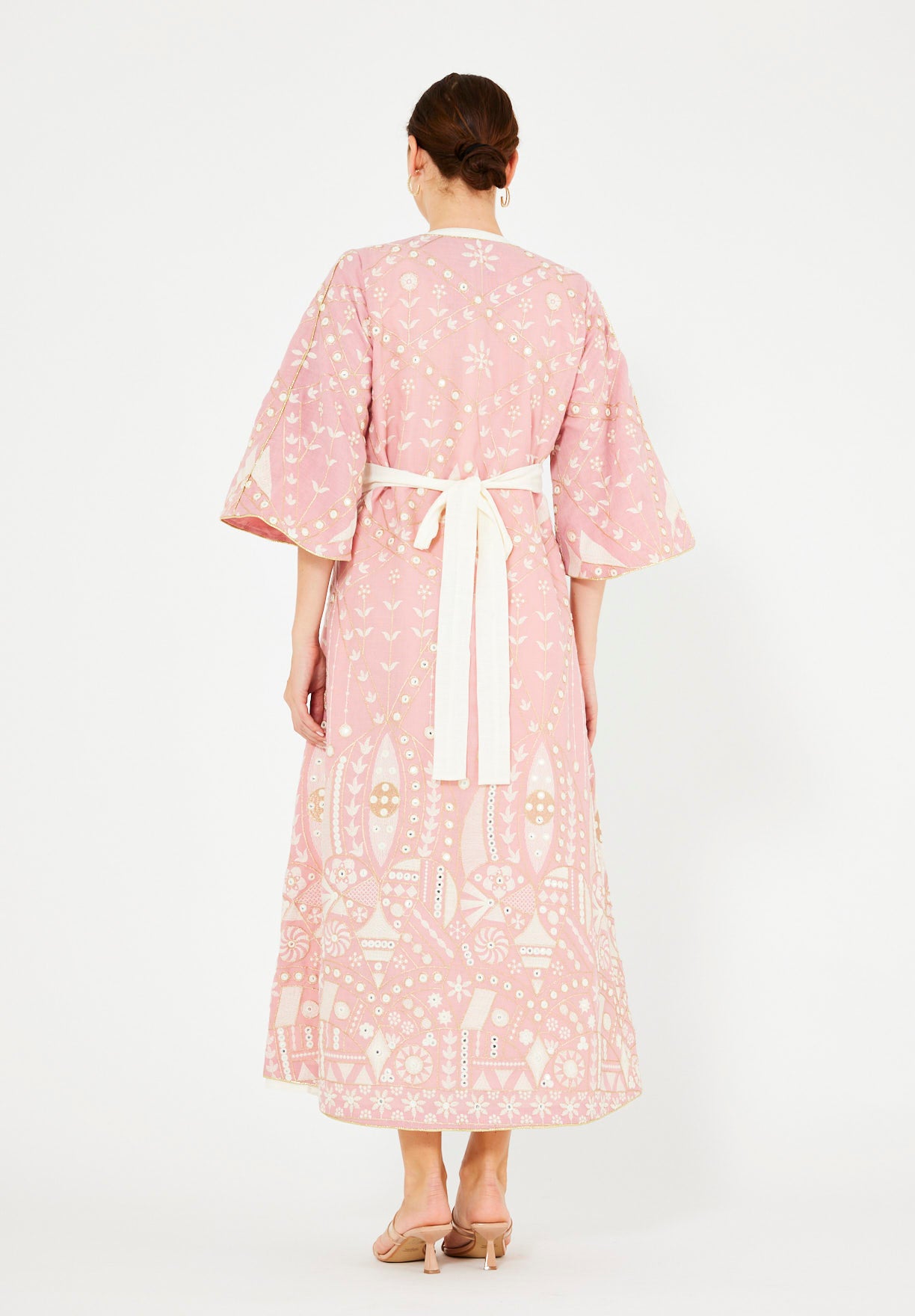 Gold Accent Embroidered Bisht & Dress Set