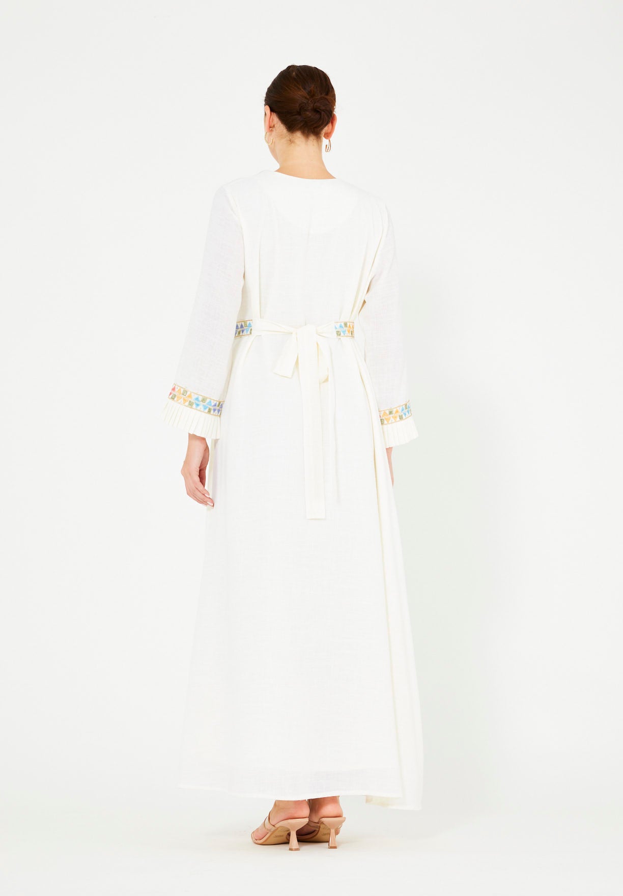 Wrap-Style Embellished Corded Lace Tie-Up Jalabiya