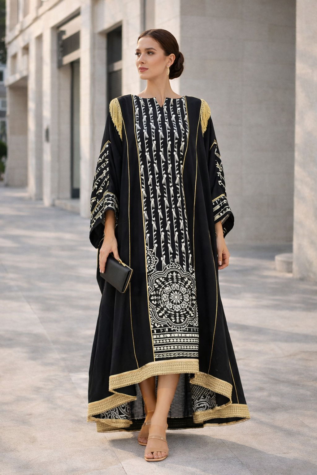 Majestic Embroidered Gold Accent Jalabiya