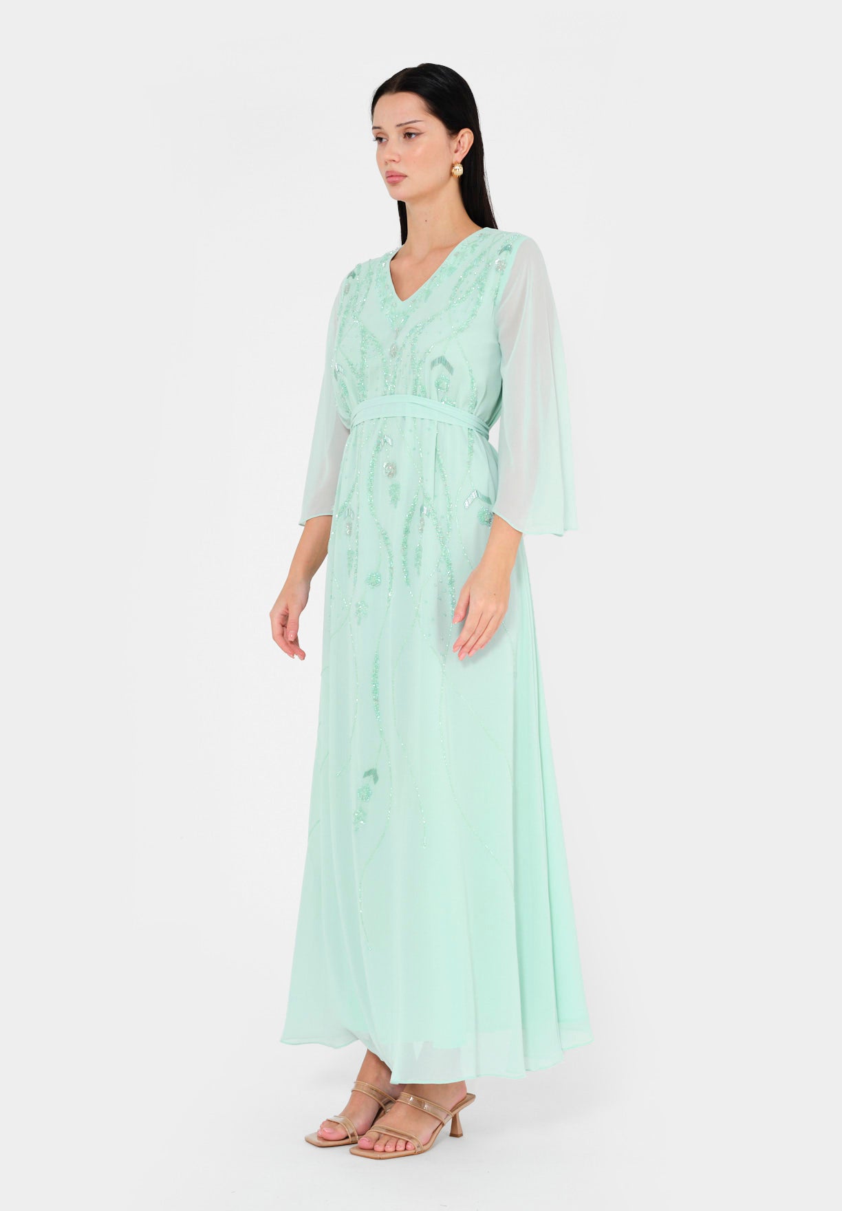 Gracefully Embellished Flowing Gown