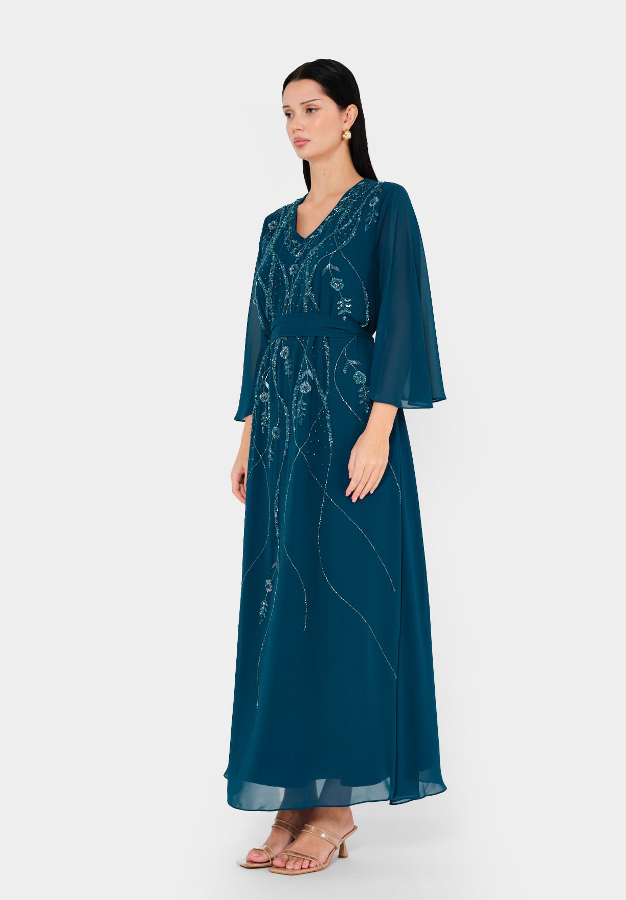 Gracefully Embellished Flowing Gown