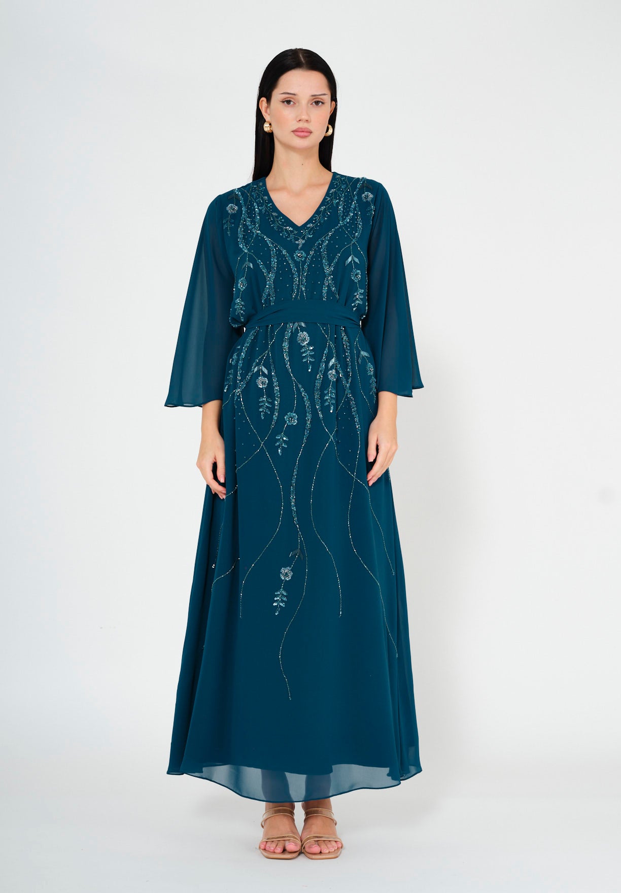 Gracefully Embellished Flowing Gown