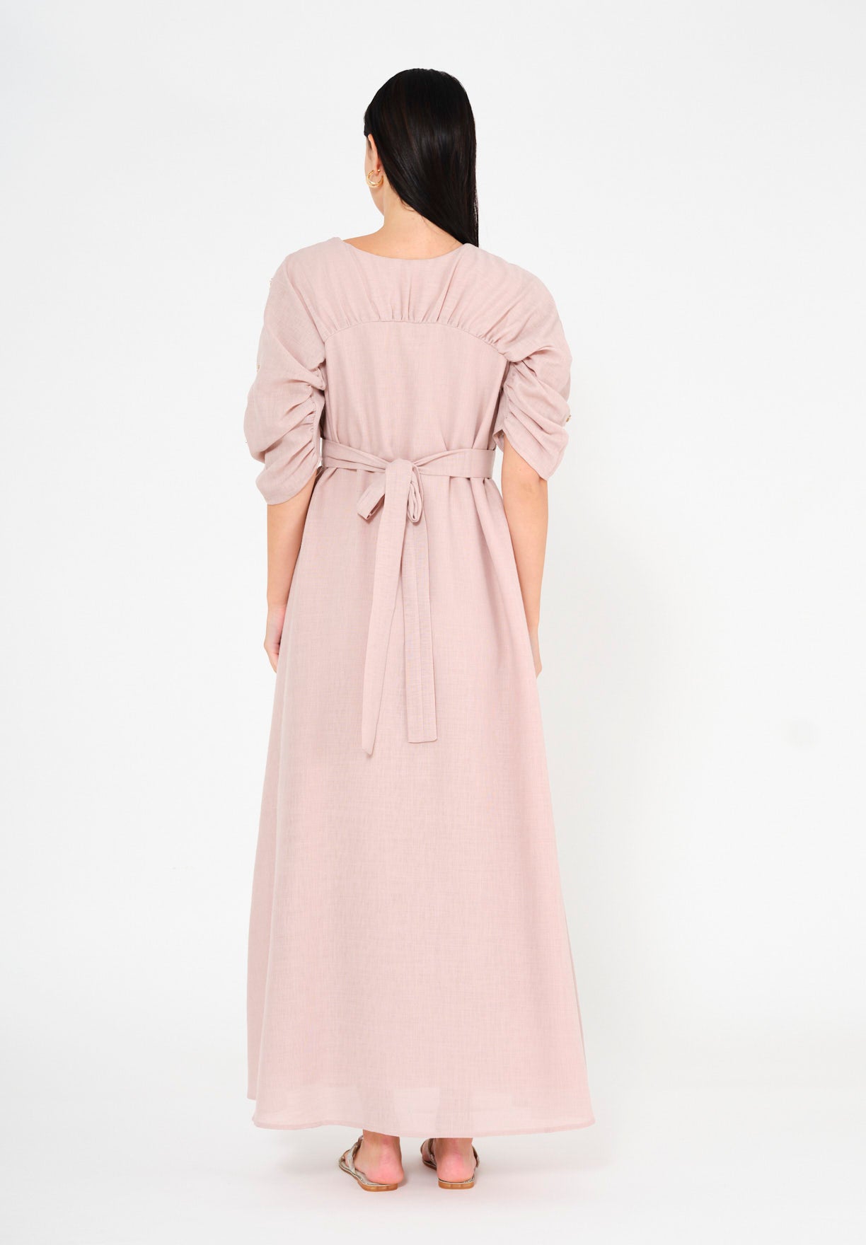 Regal Leaf Embellished Ruched Jalabiya