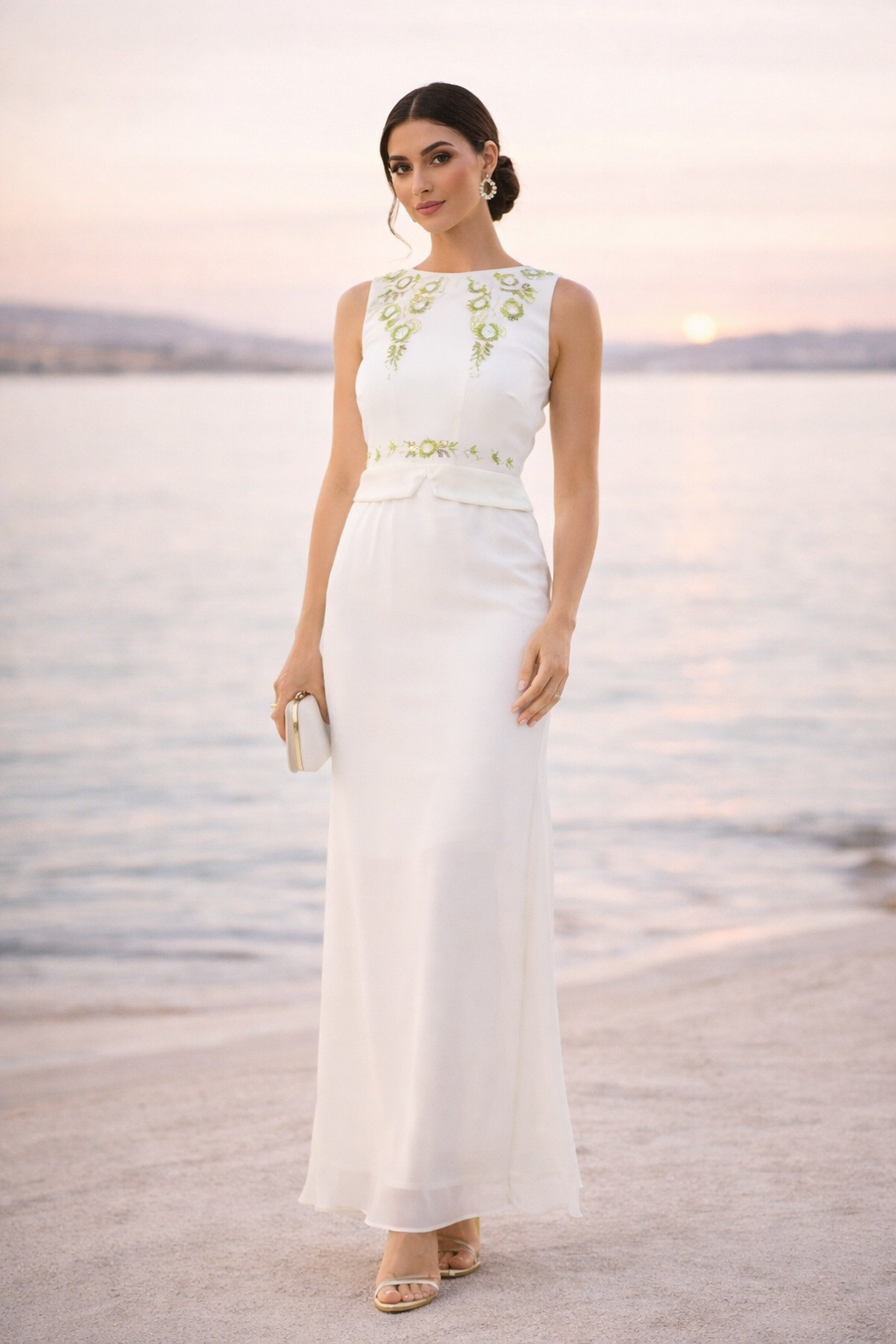 Embellished Floral Panel Evening Gown