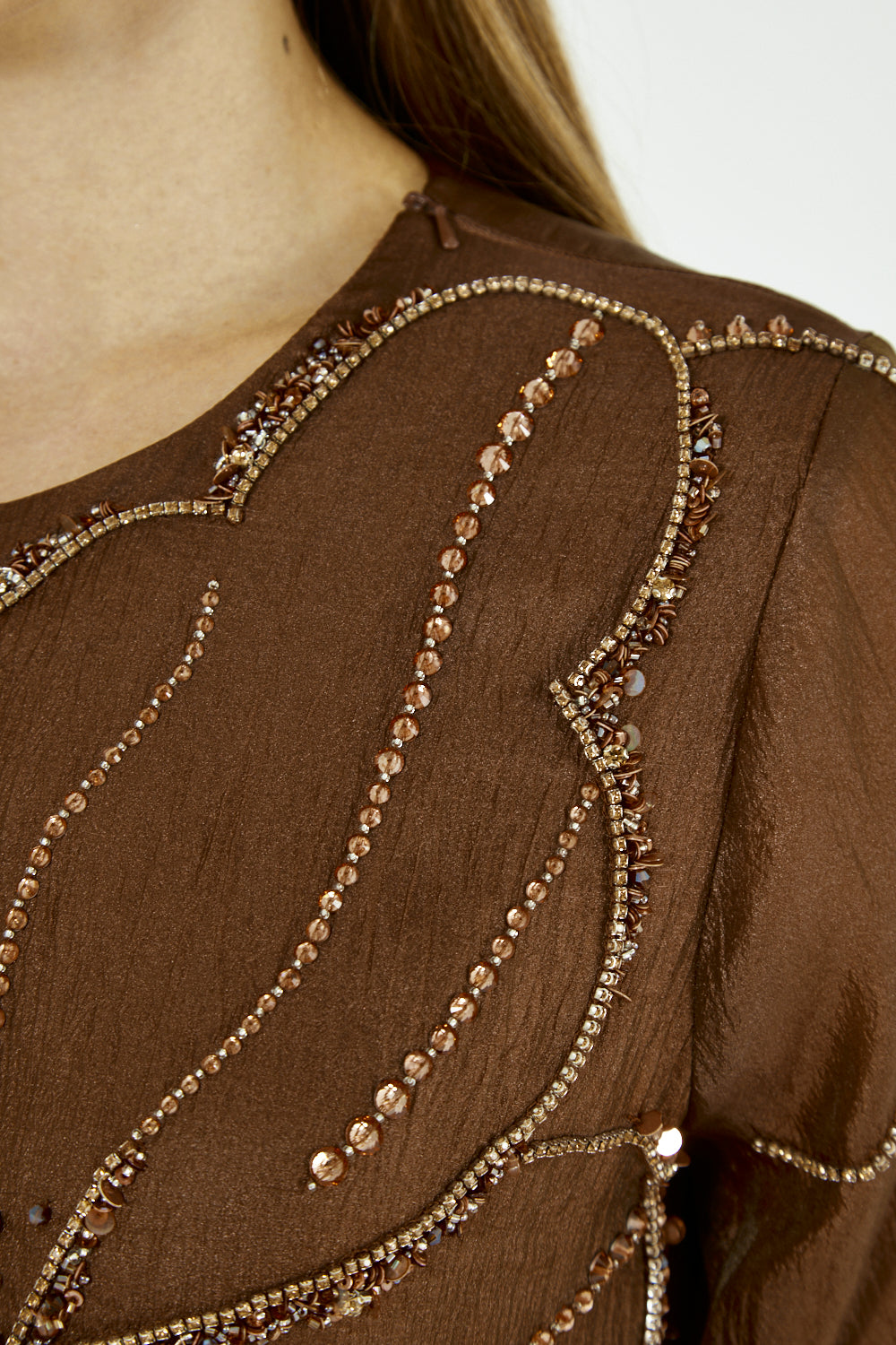 Abstract Pattern Embellished Flare Gown