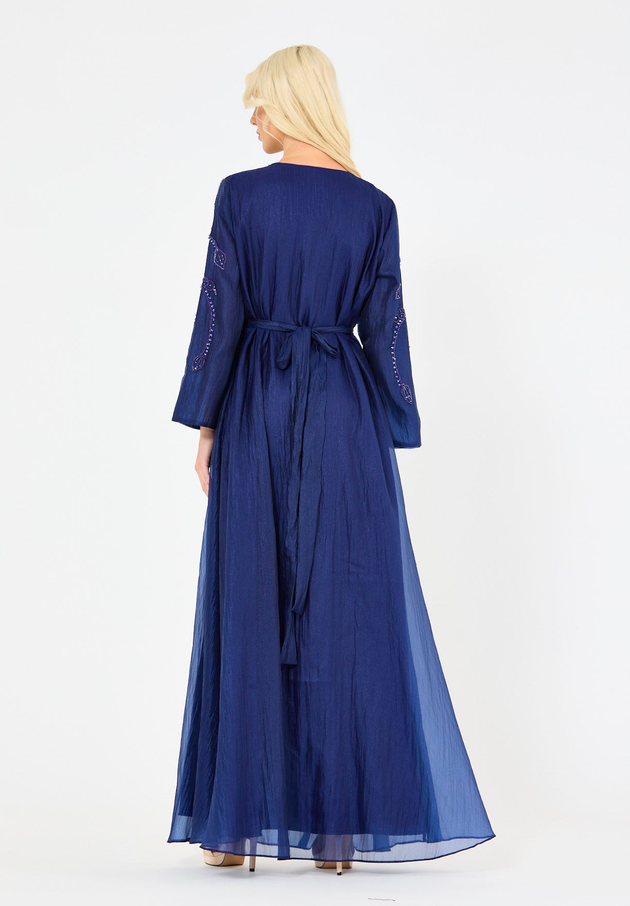 Abstract Pattern Embellished Flare Gown