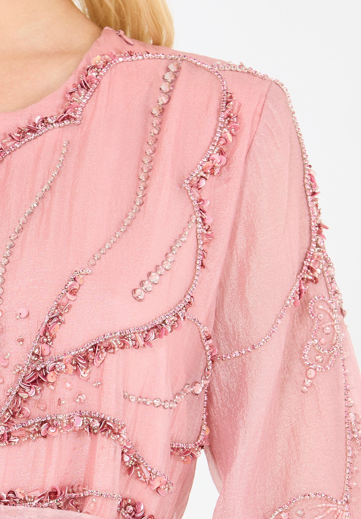 Abstract Pattern Embellished Flare Gown