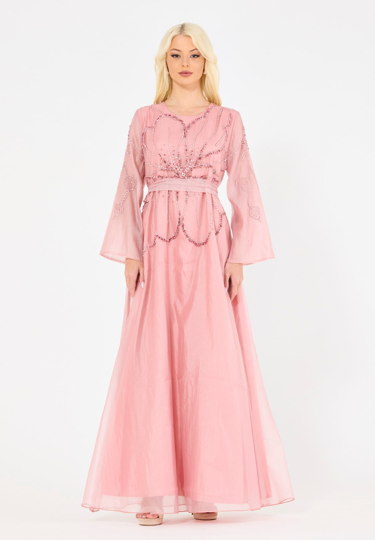 Abstract Pattern Embellished Flare Gown