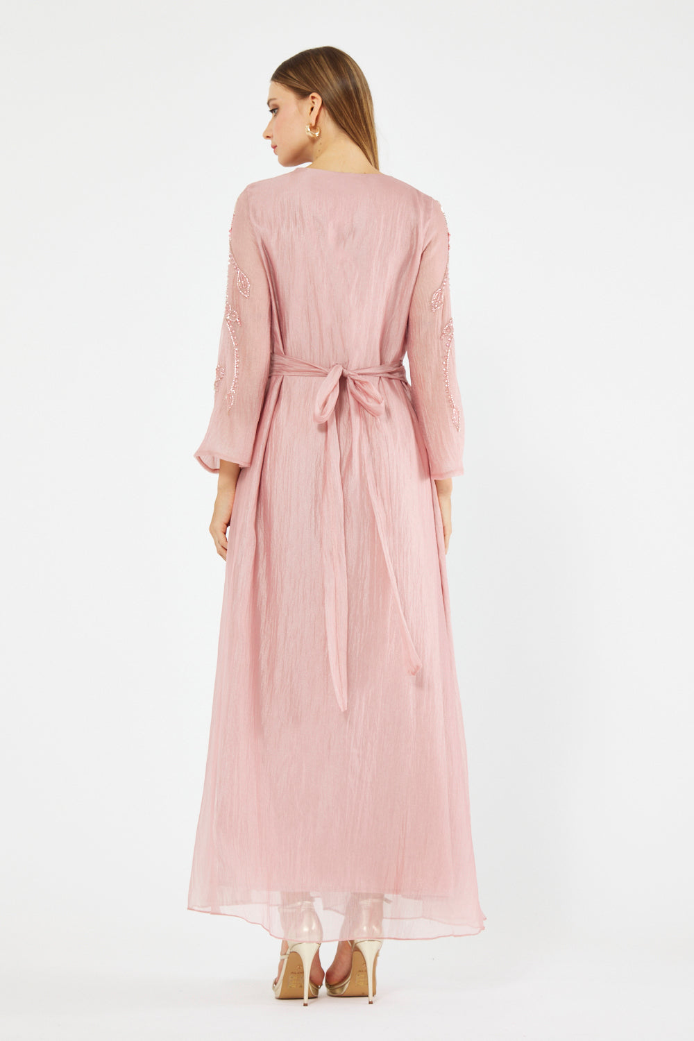 Abstract Pattern Embellished Flare Gown