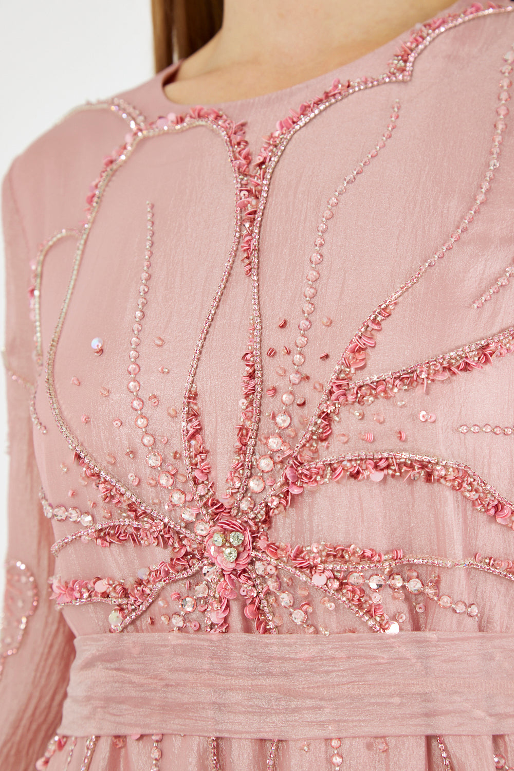 Abstract Pattern Embellished Flare Gown