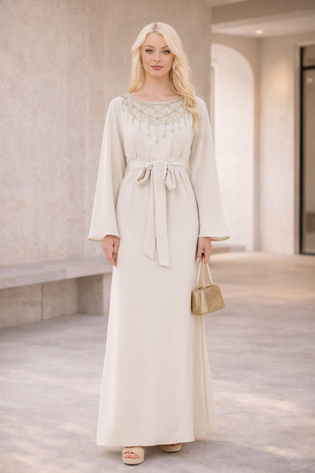 Glimmering Stone & Beads Embellished Gown