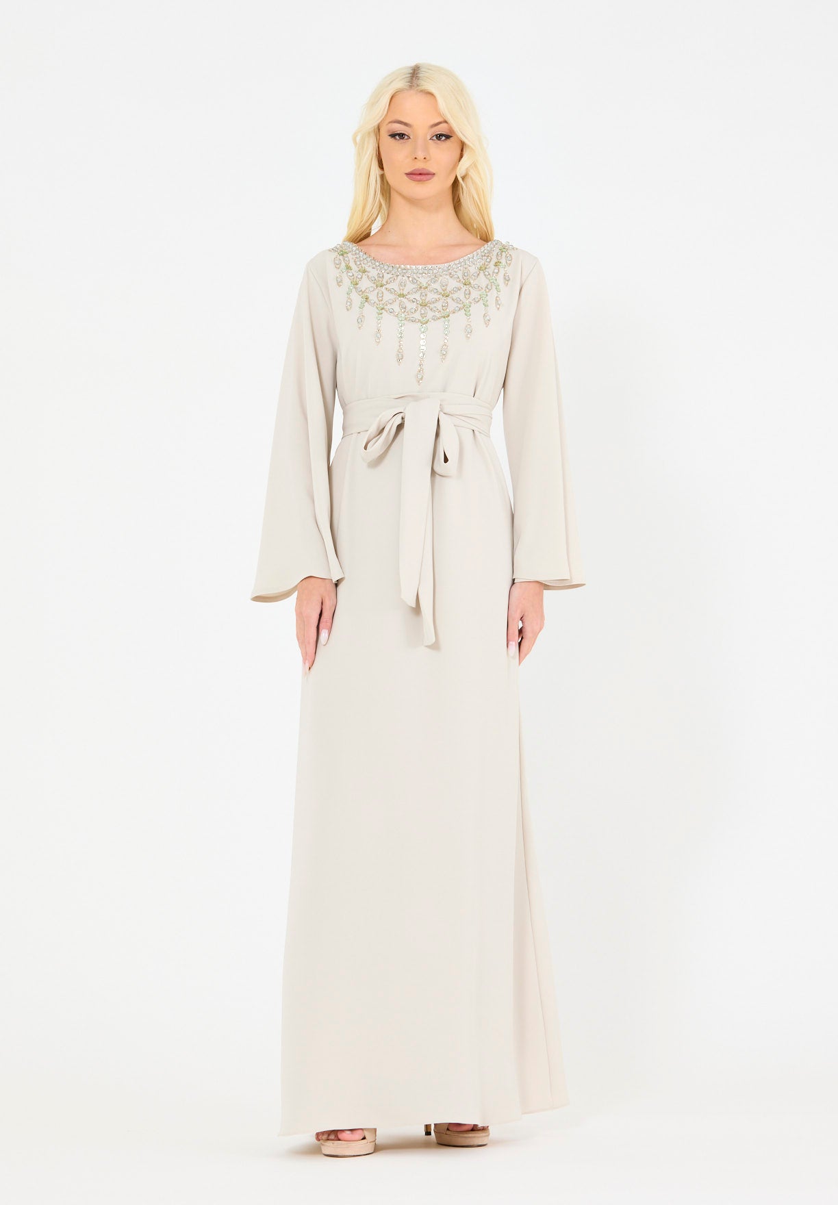 Glimmering Stone & Beads Embellished Gown