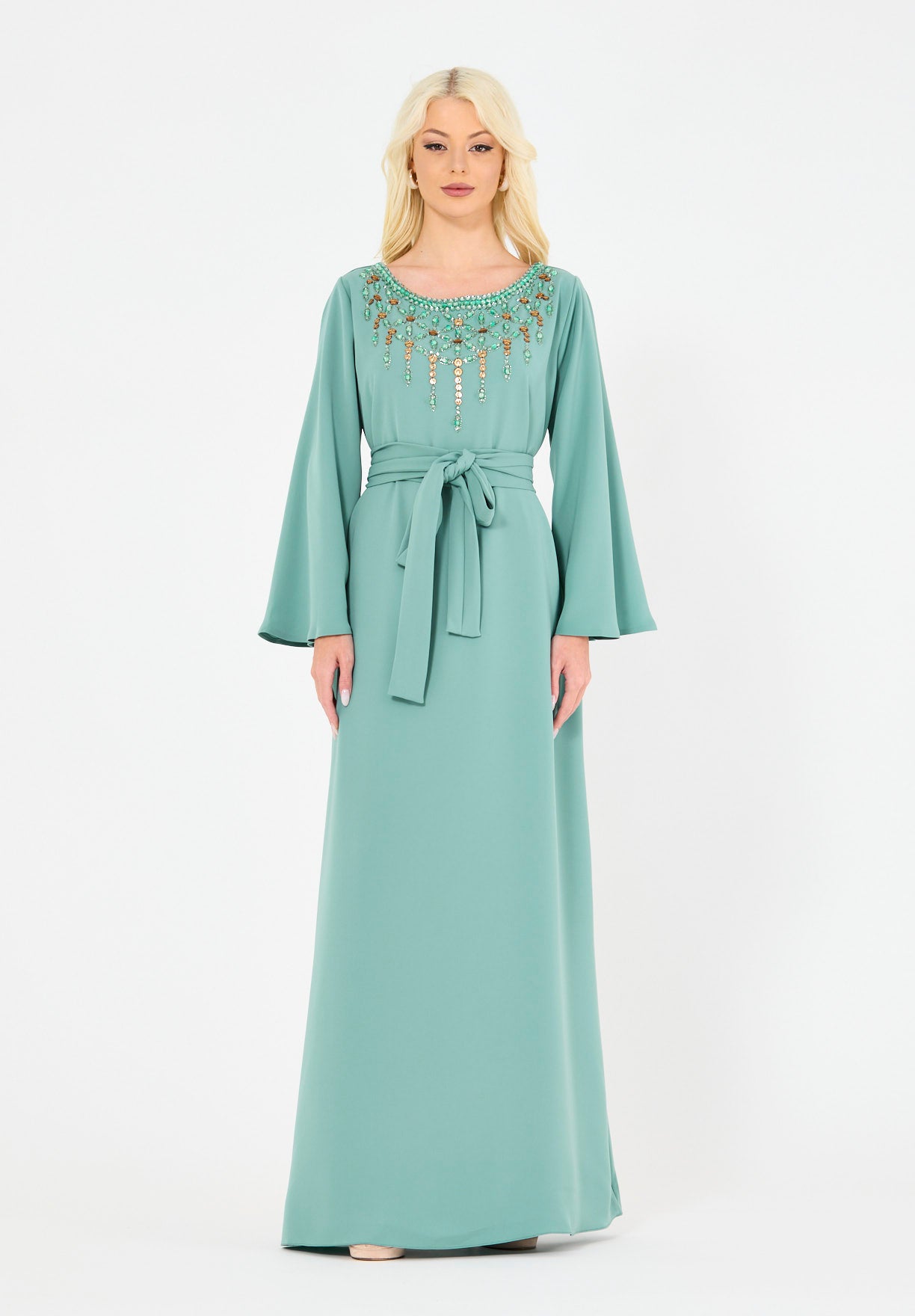 Glimmering Stone & Beads Embellished Gown