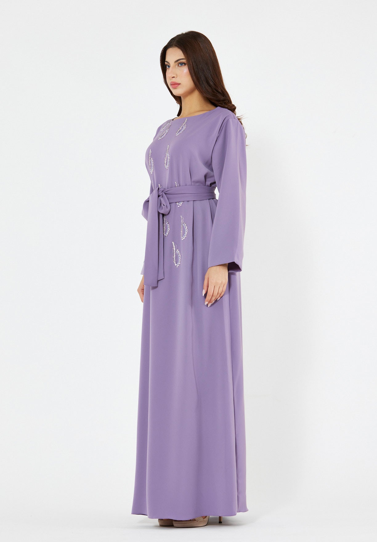 Beaded Droplet Embellished Flowy Dress