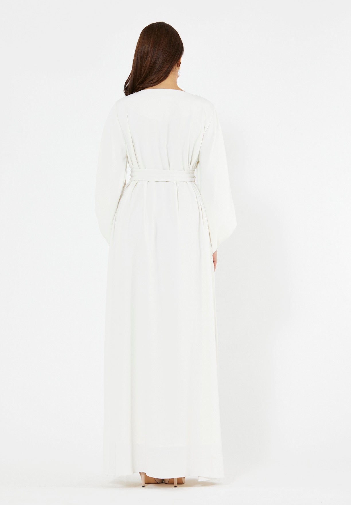 Winged Cape Gown with Sequin Embroidery