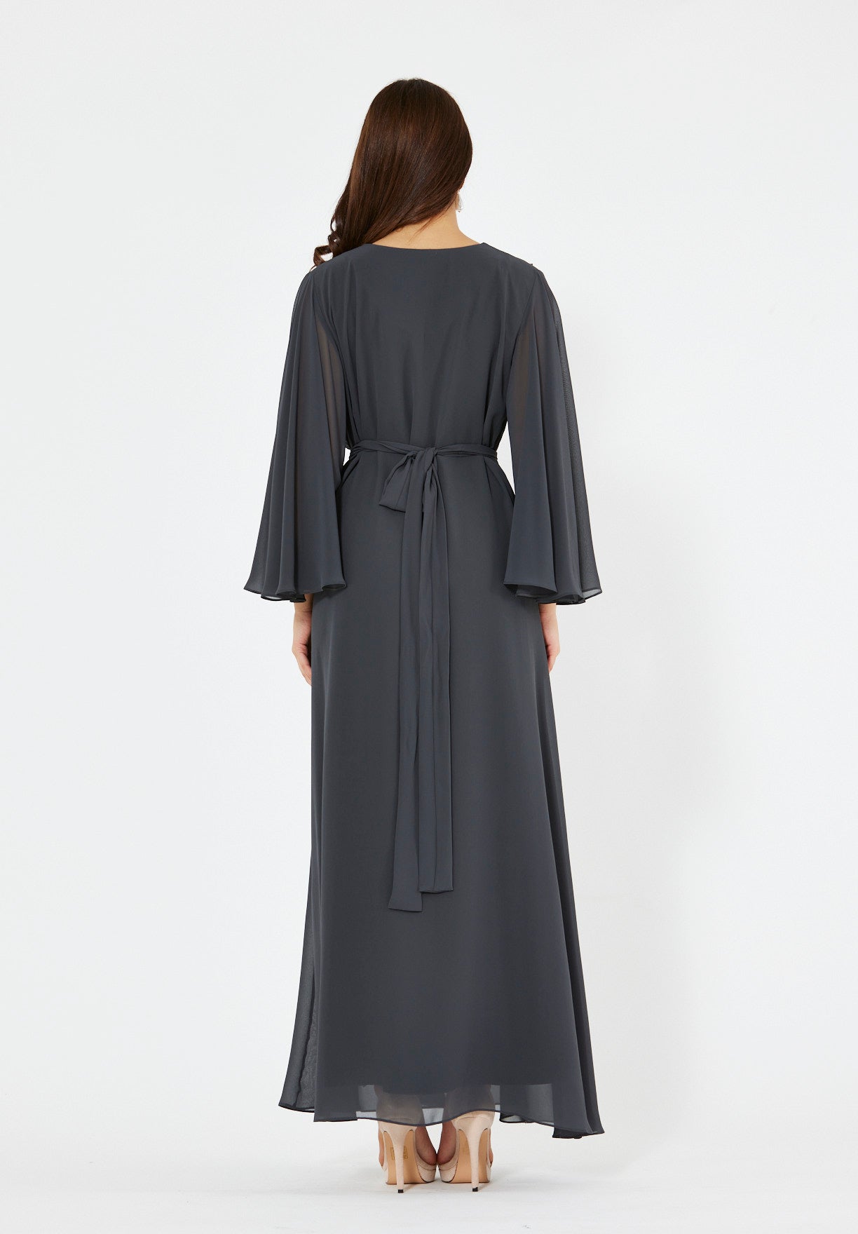 Abstract Swirls Metallic Embroidered Dress