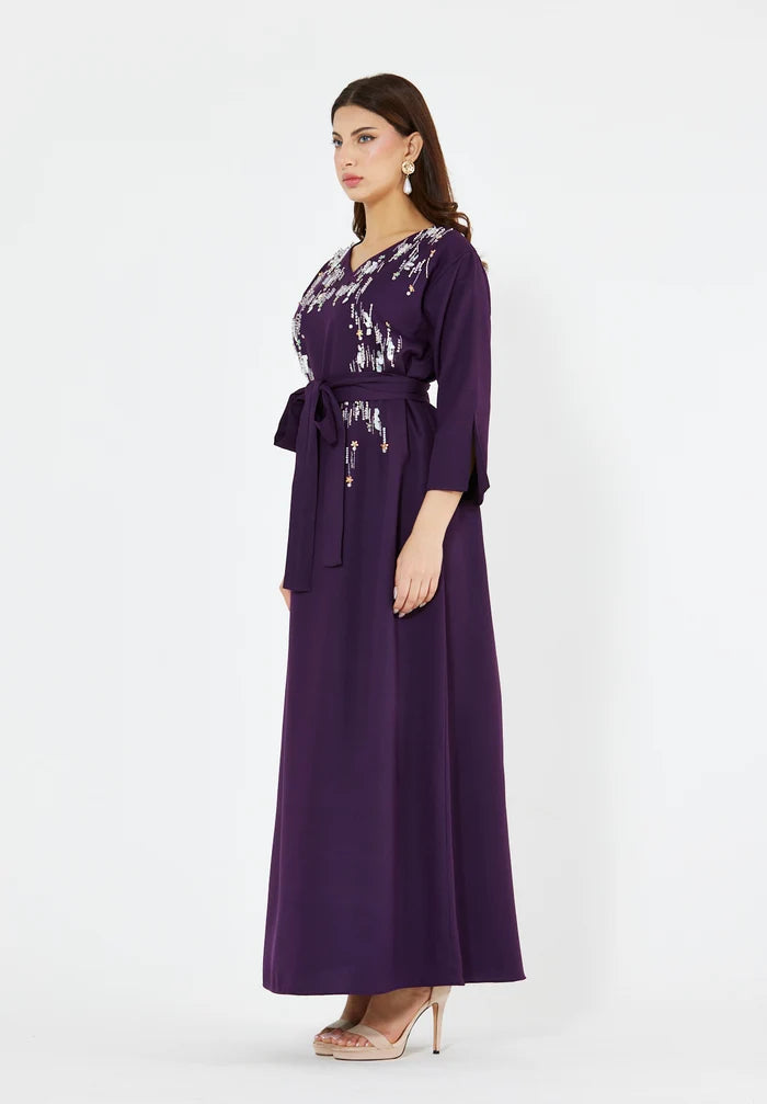 Embellished Belted Maxi Dress