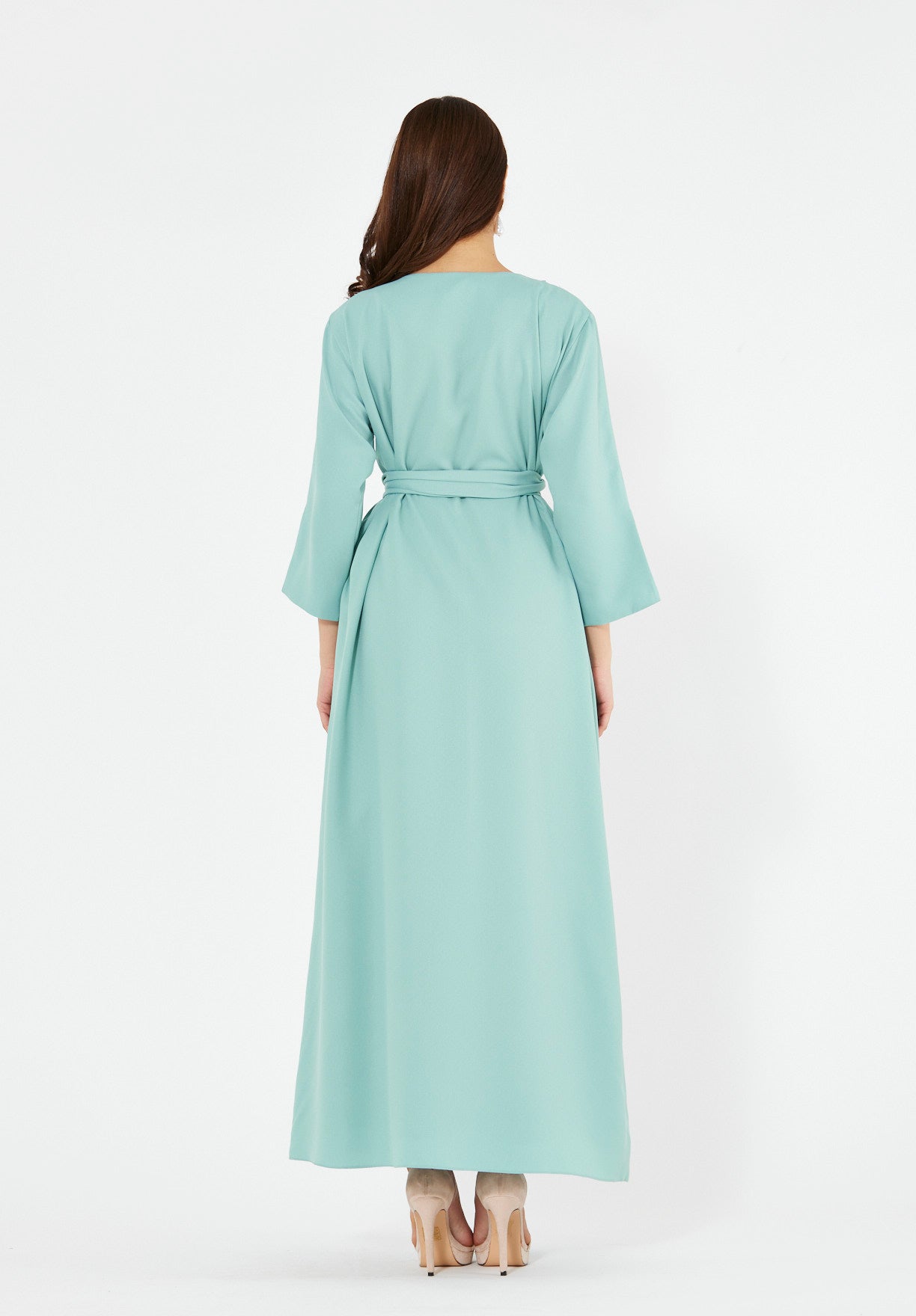 Sequin Rainfall Embellished Belted Gown