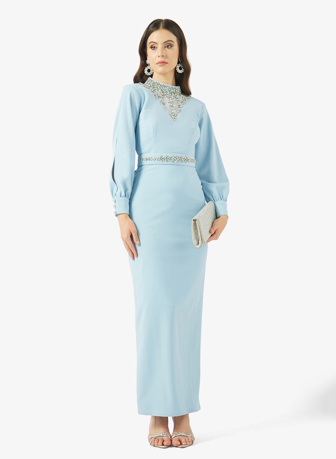 Embellished High Neck Dress