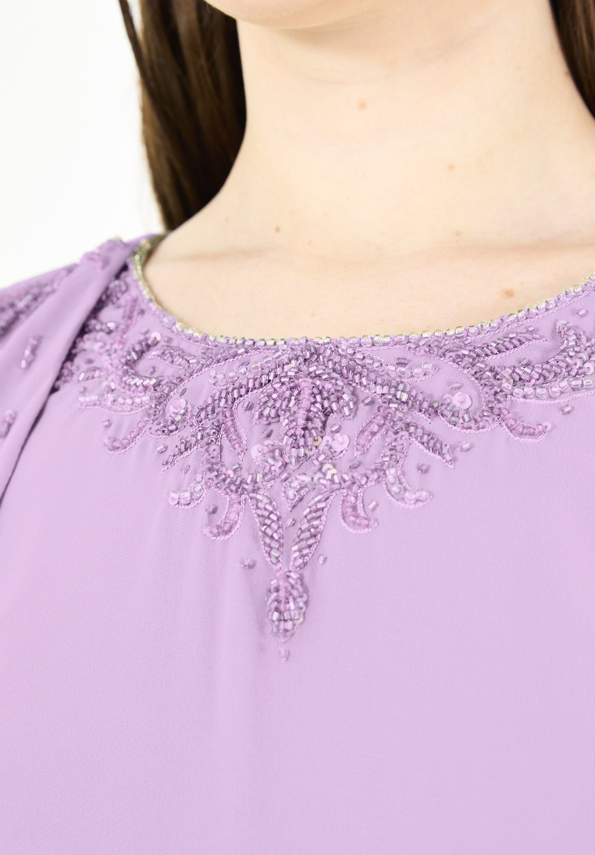 Embellished Layered Cape Dress