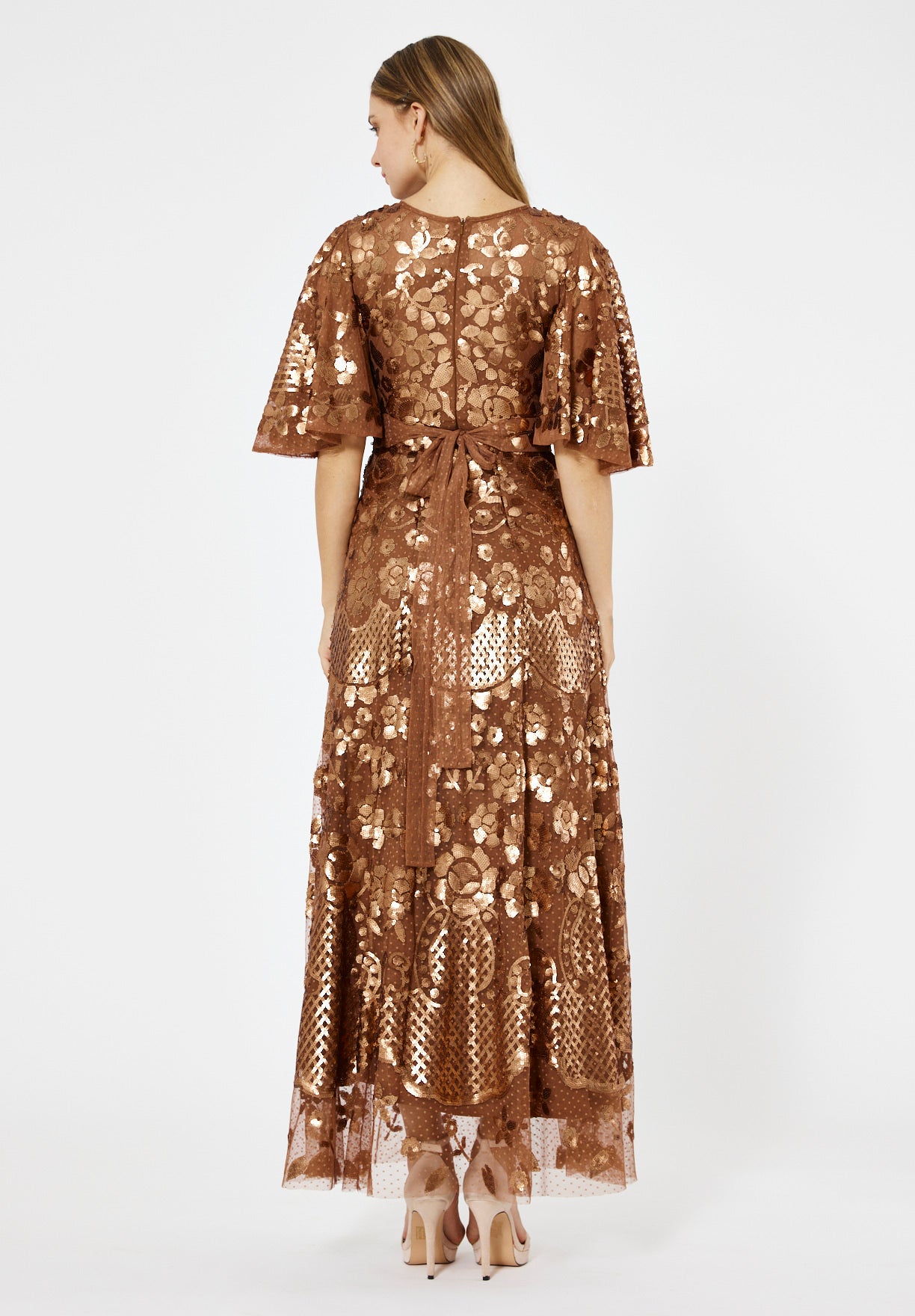 Radiance Sequin Evening Gown with Dot Tulle