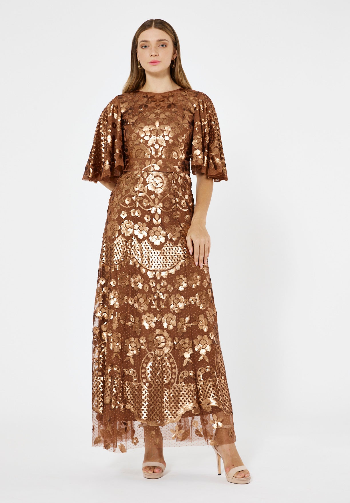 Radiance Sequin Evening Gown with Dot Tulle