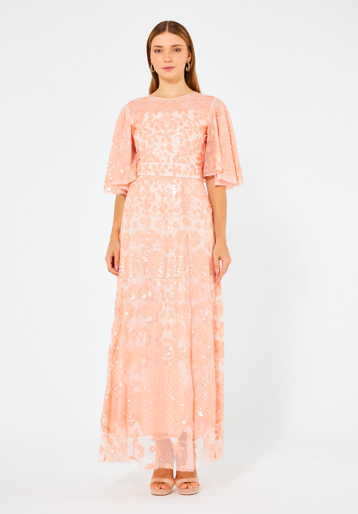 Radiance Sequin Evening Gown with Dot Tulle