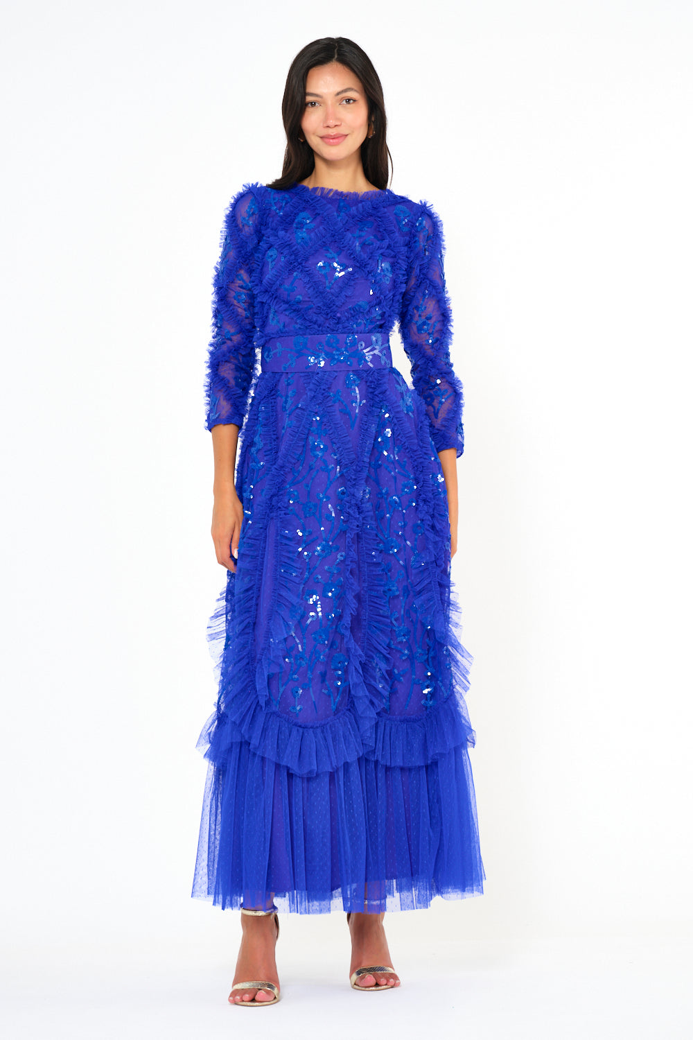 Botanical Ruffle Illusion Gown