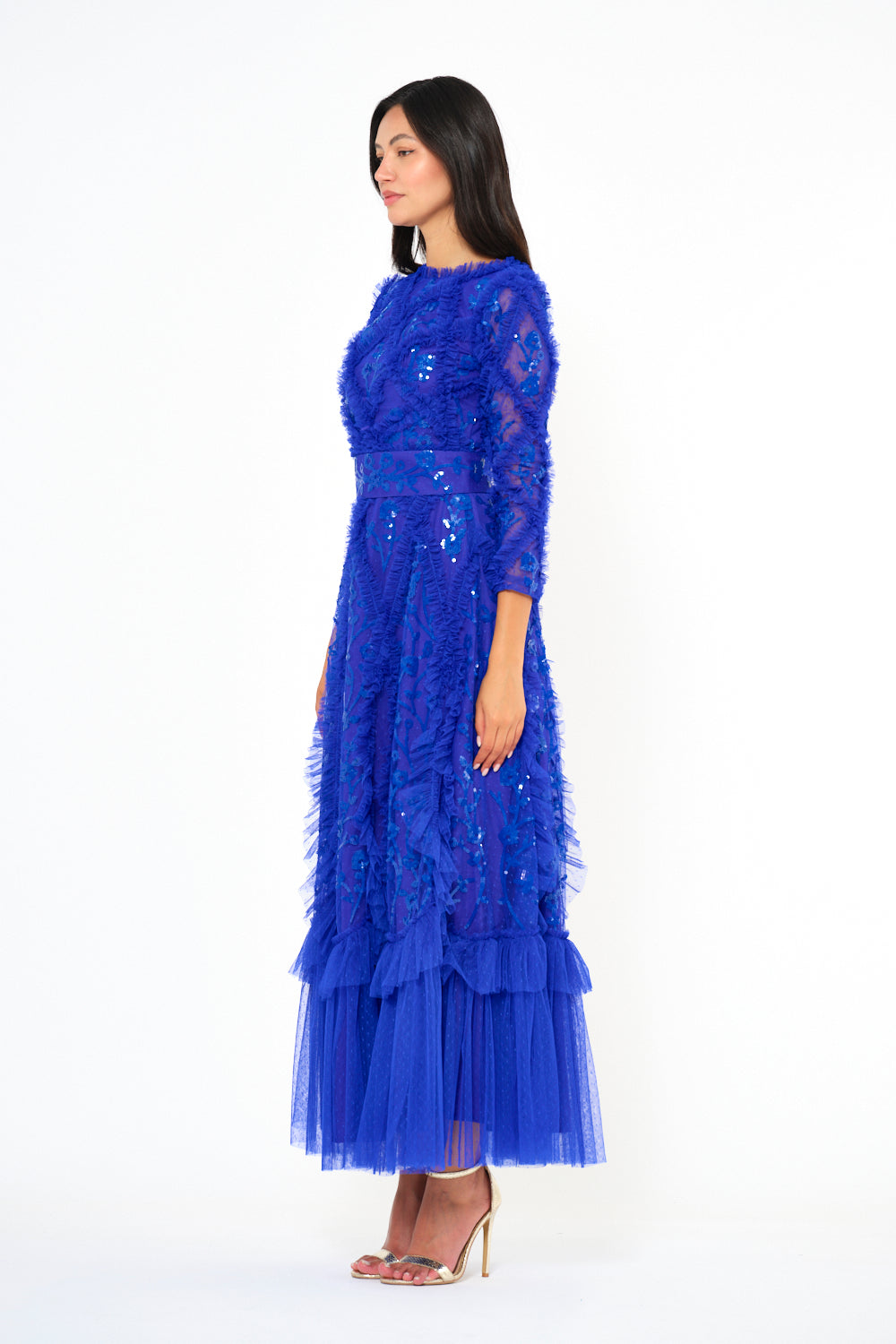 Botanical Ruffle Illusion Gown