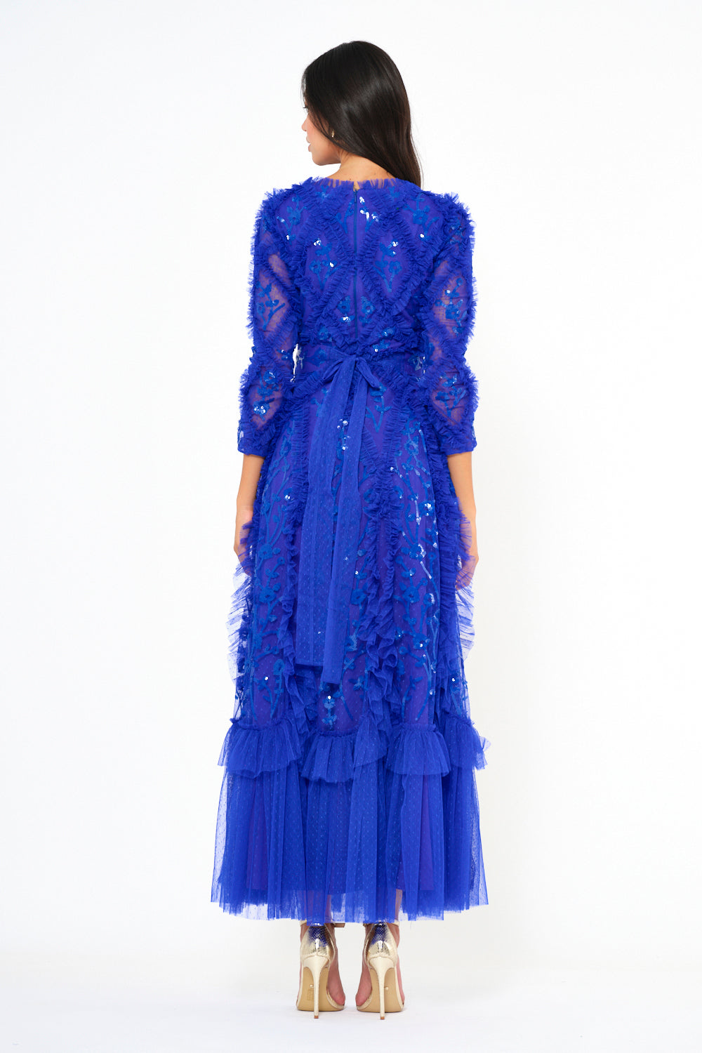 Botanical Ruffle Illusion Gown
