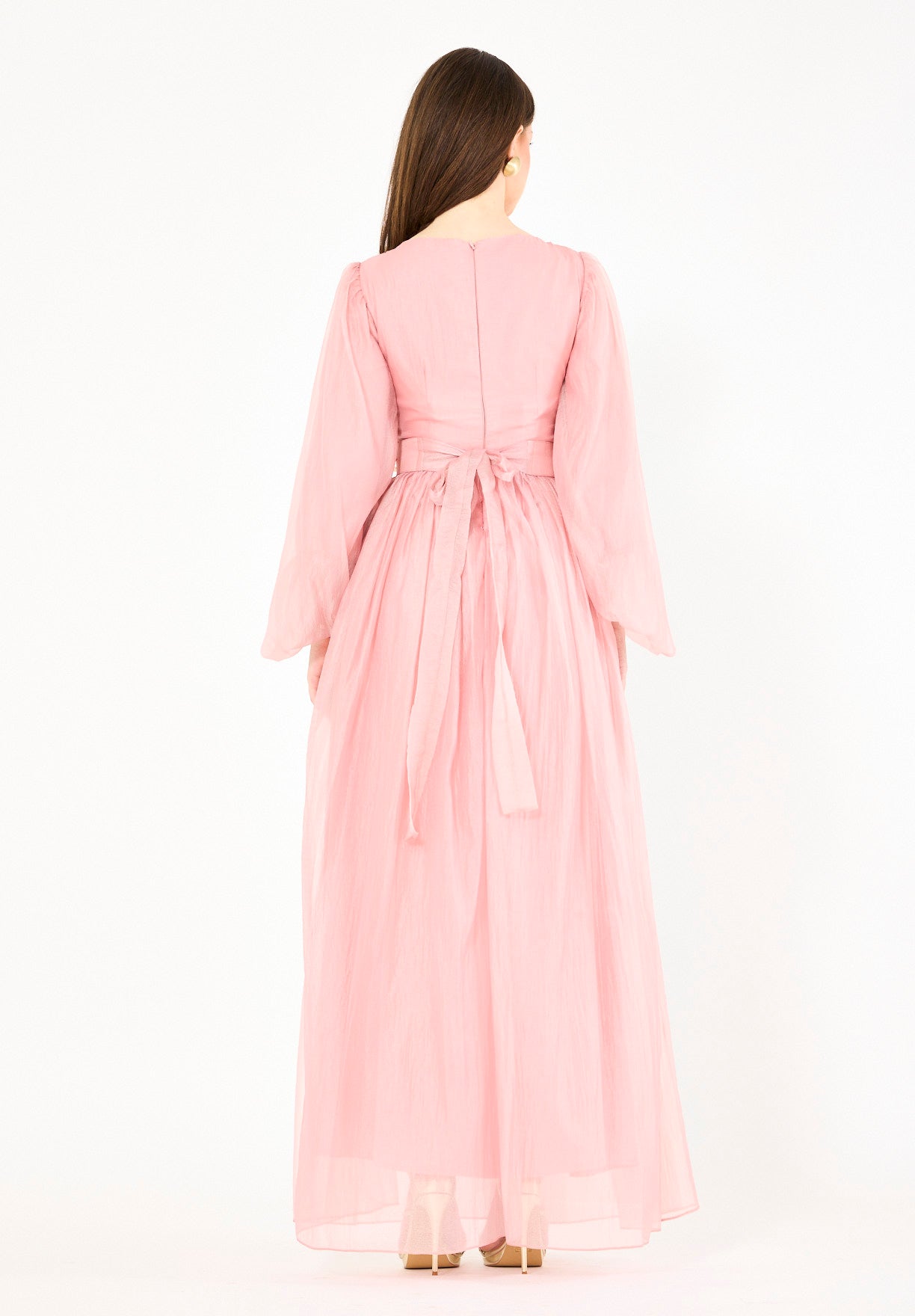 Ethereal Hand-Pleated Flowy Dress with Embellishments