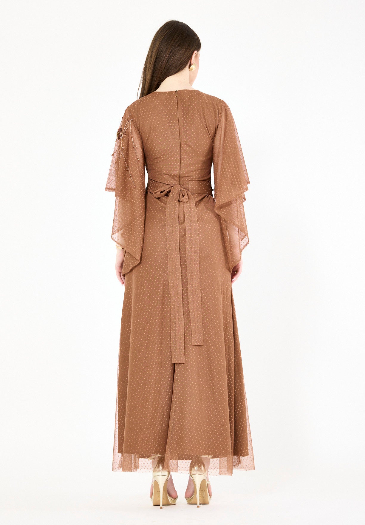 Abstract Floral Motifs Embellished Gown
