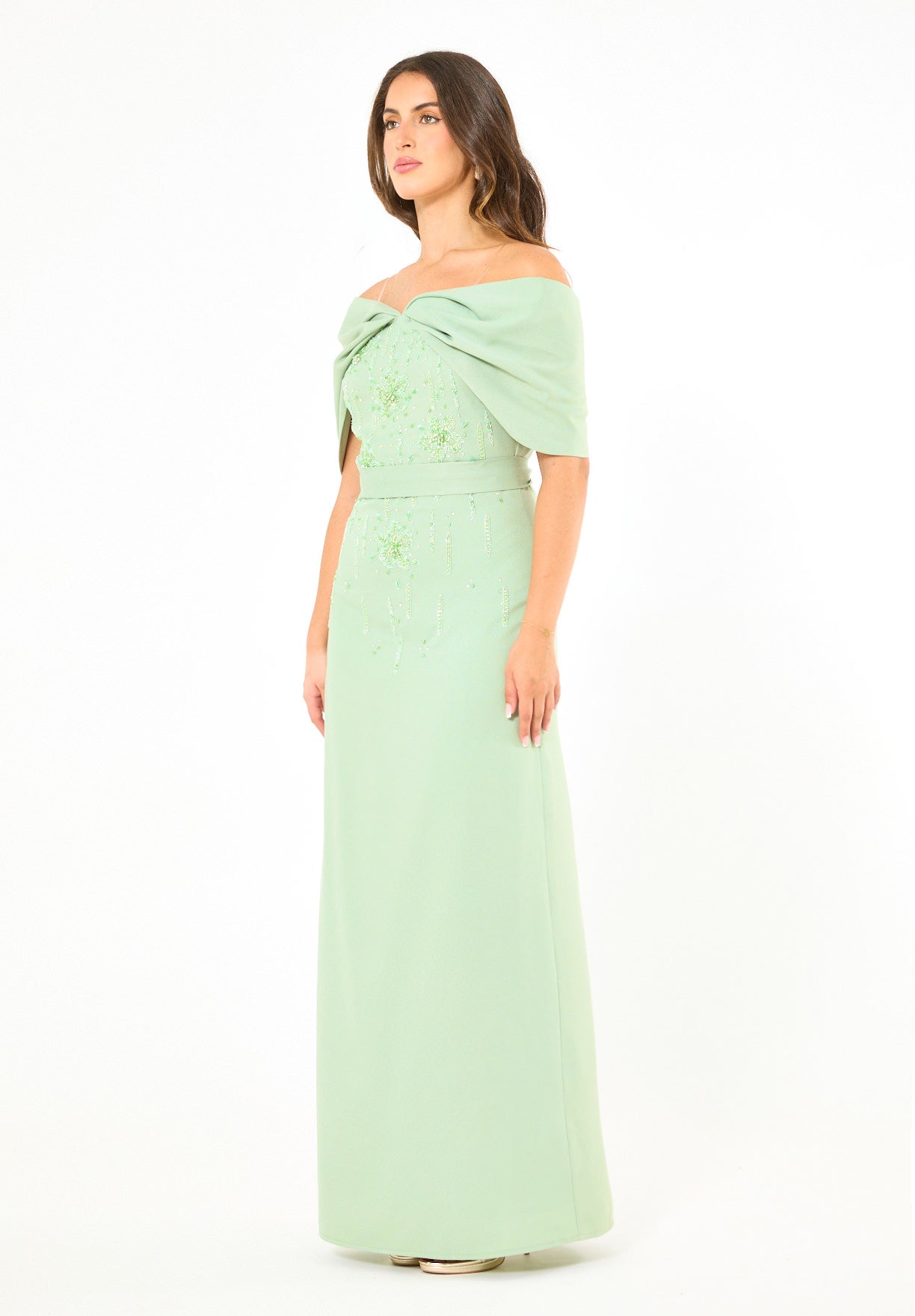 Radiant Poise Off-Shoulder Gown
