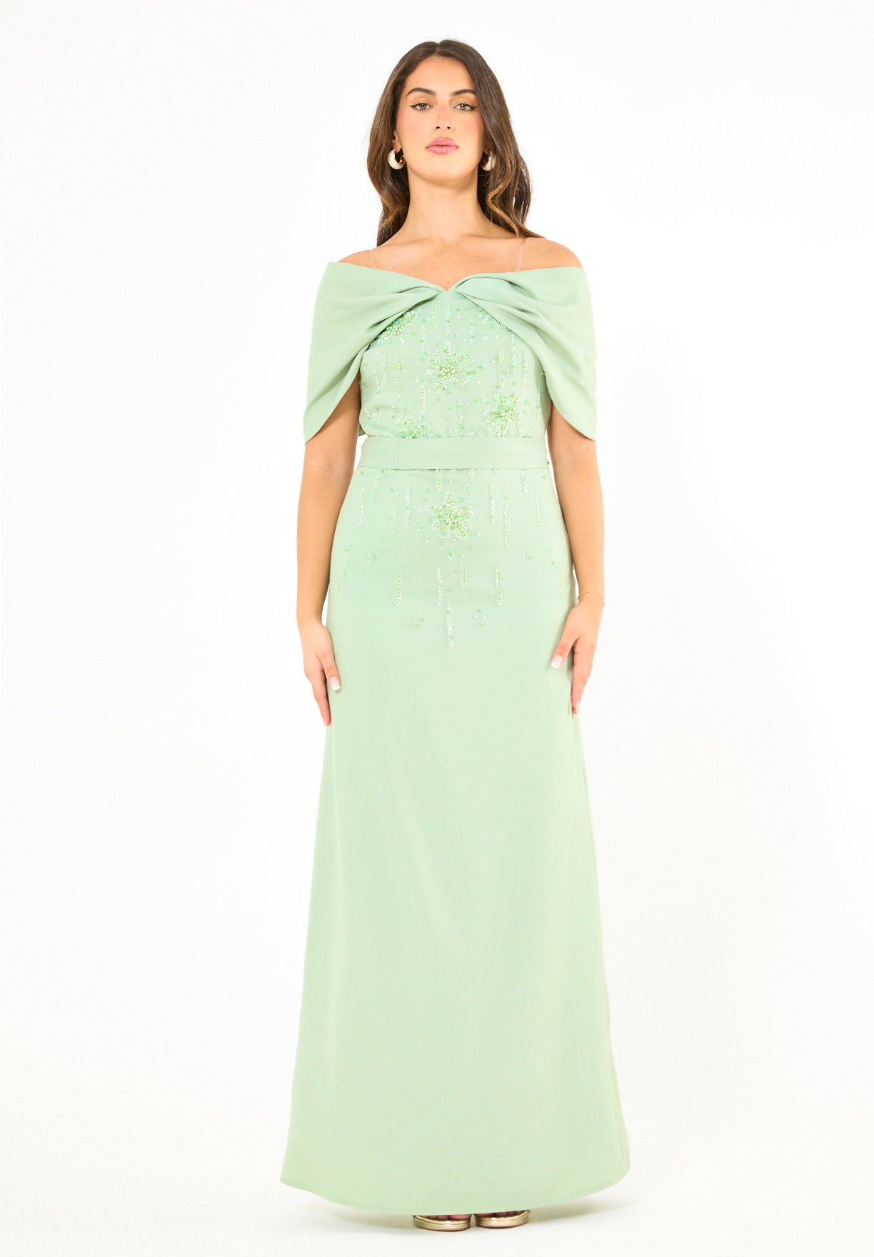 Radiant Poise Off-Shoulder Gown
