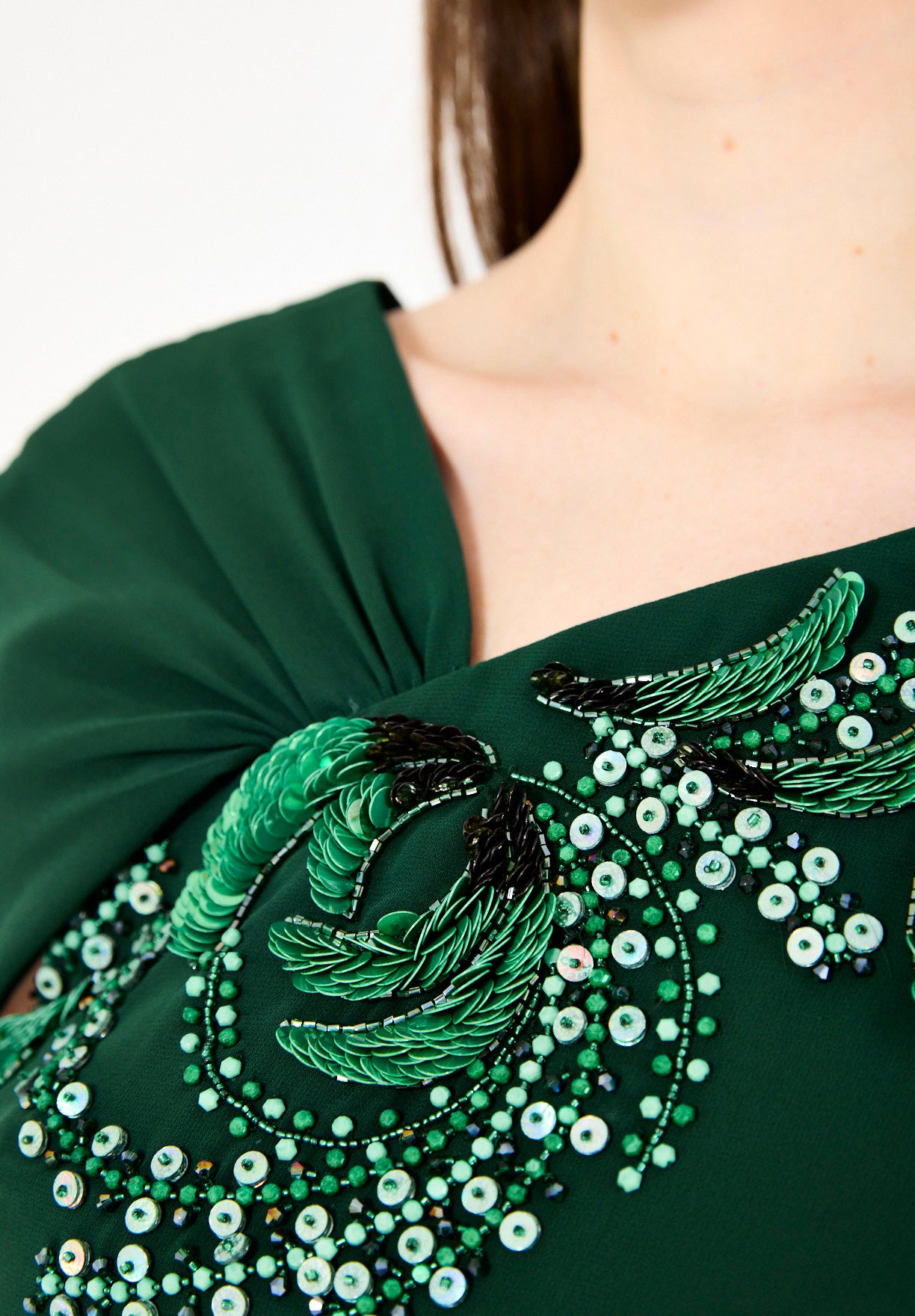 Cape Sleeve Embellished Evening Gown