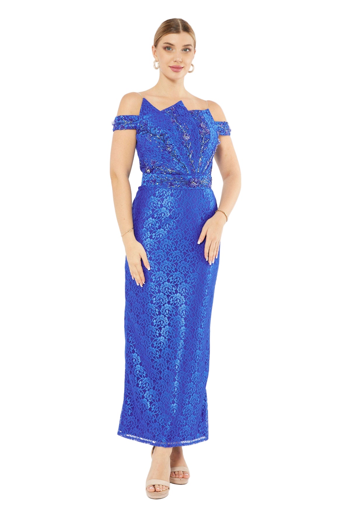 Floral Lace Column Dress