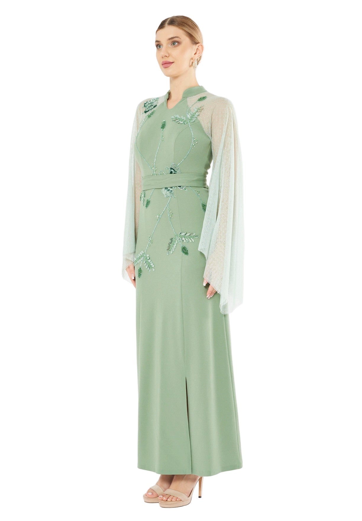 Viel Sheer Sleeve Gown
