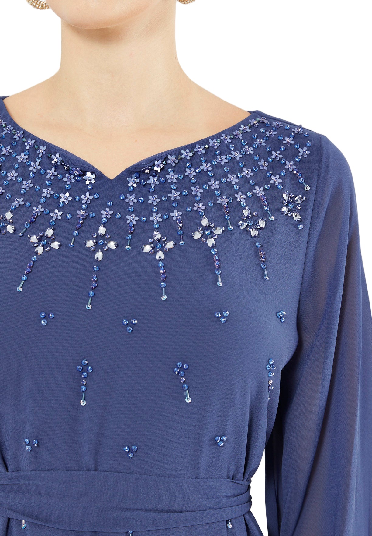 Beaded Chiffon Celeste Flow Gown