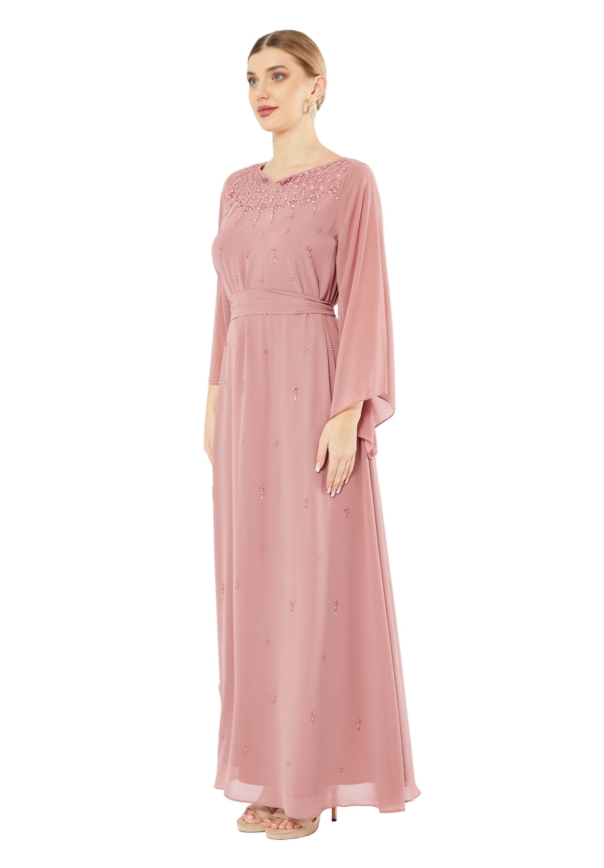 Beaded Chiffon Celeste Flow Gown