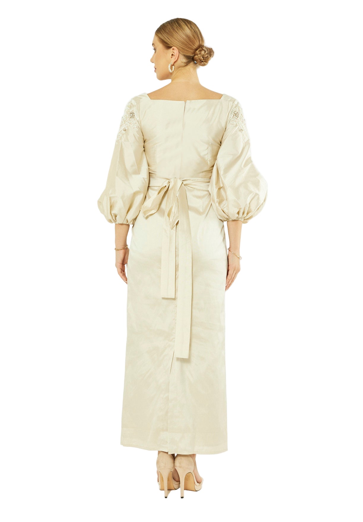 Bloom Grace Embellished Puff Sleeve Gown