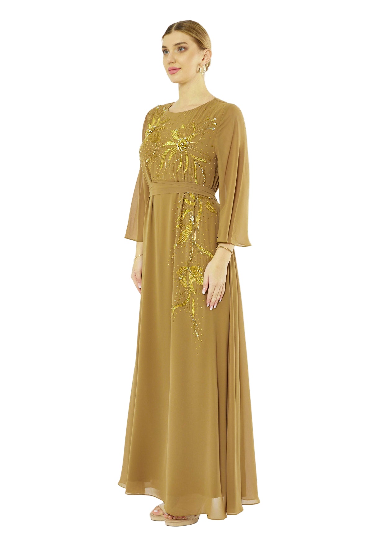 Floral Embellished Radiance Flare Gown