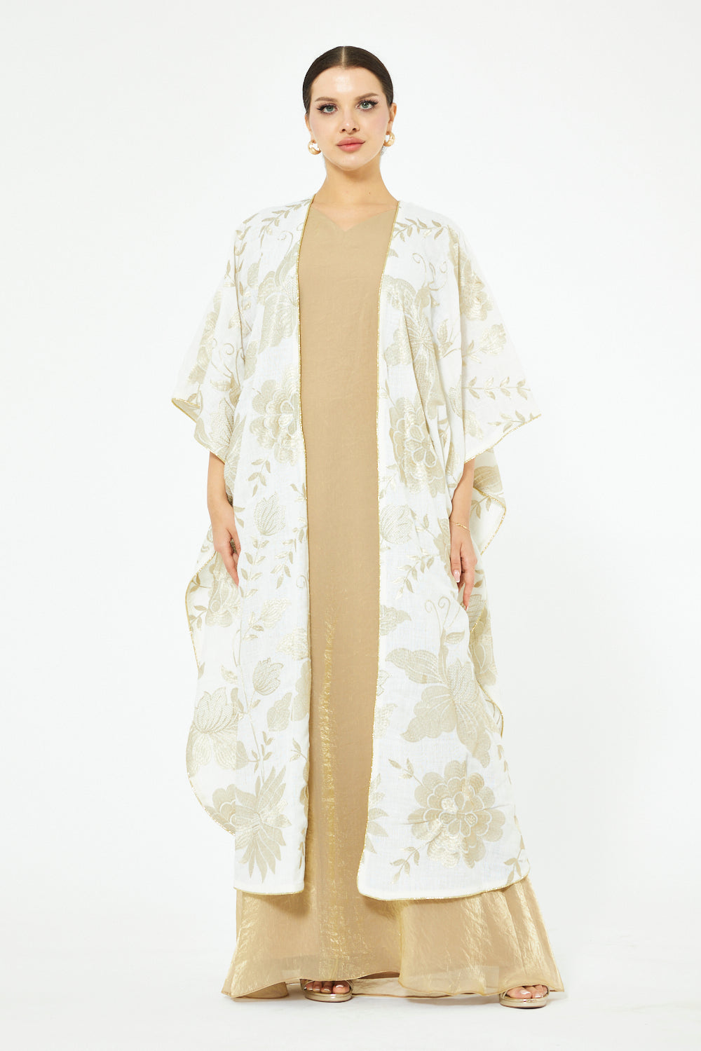 Gold Bloom Overlay Jalabiya Set